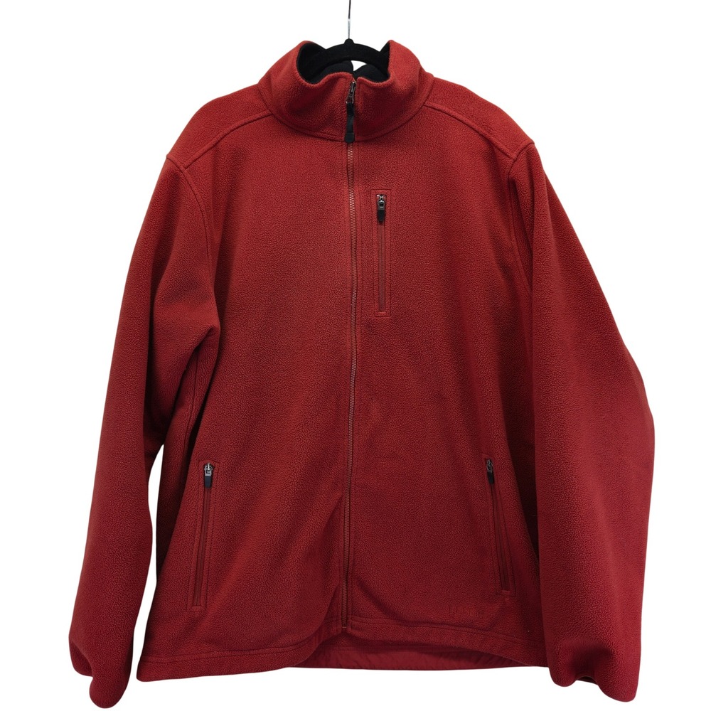 LL Bean Fleece Jacket Orange Full‎ Zip Mens Large Tall Outdoor Hiking Gorpcore